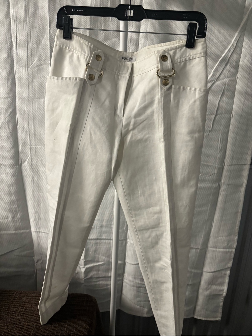 Emilio Pucci White Skinny Pants | Gold Pucci Crest Hardware | NWT - Picture 5 of 9